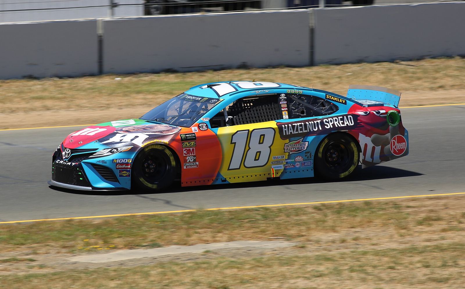 Kyle Busch's No. 18 M&M's Hazelnut Spread Toyota on track at Sonoma